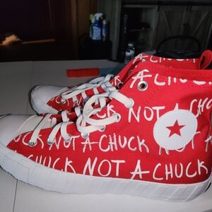 Mens Red and white converse